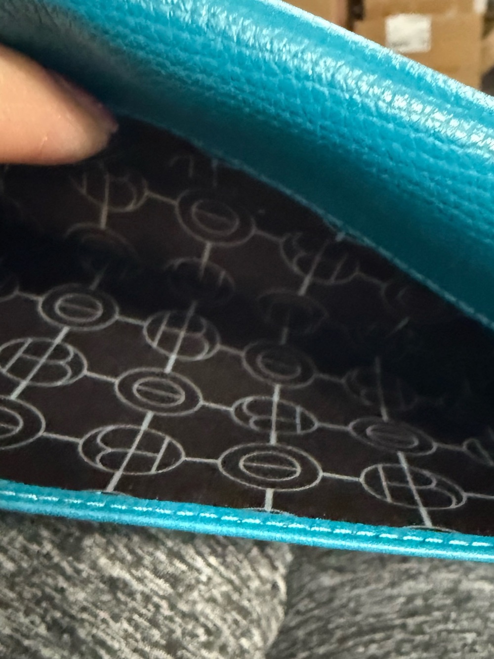 Henri Bendel Teal Stud-Trim Envelope Wallet Clutch - Picture 5 of 11